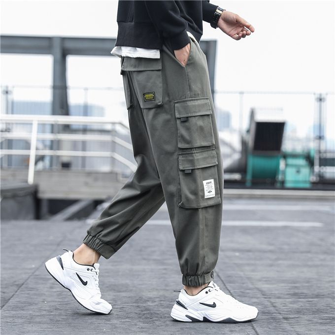 Fashion GrayNew Mens Side Pockets Cargo Pants Black Hip Hop Harem Pants  Casual Male Joggers Sweatpants Fashion Streetwear Trousers OM  Best Price  Online  Jumia Egypt
