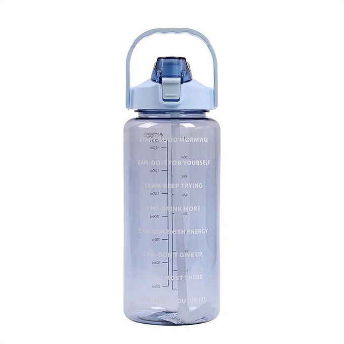 Generic 2 Liter Water Bottle With Straw Kawaii Cute Drinking Sports Bottles  With Time Marker For Girls Water Jug Drinkware Outdoor Cup(#China)