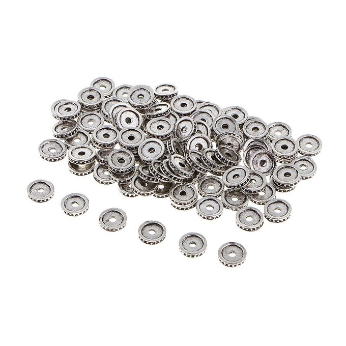 100pcs 8mm Disc Spacer Beads Stainless Steel Loose Beads 2mm Hole