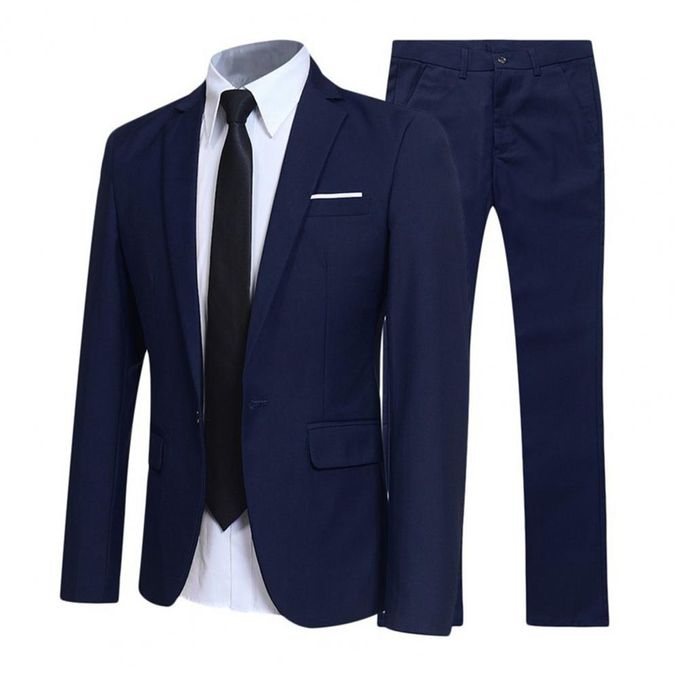 New Blue Jacket Grey Pant Costume Homme Slim Fit Men Suits Wedding