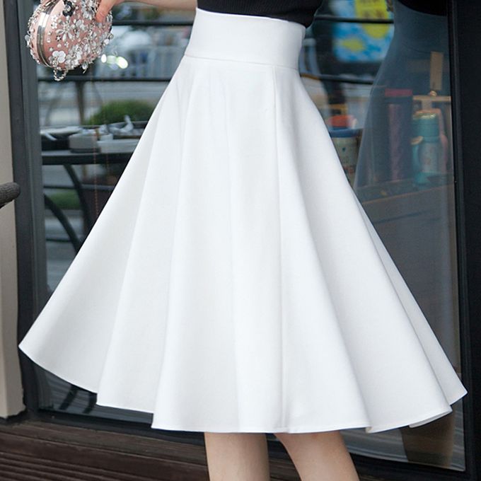 Womens' A-Line Midi Skirt Korean Fashion Elegant OL High Waisted