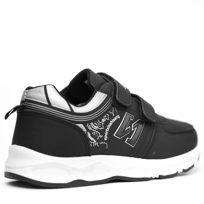 boys black velcro sneakers