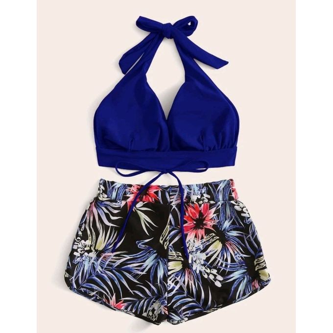SHEIN SHEIN-Tropical Halter Shorts Bikini Swimsuit-5708 @ Best Price ...