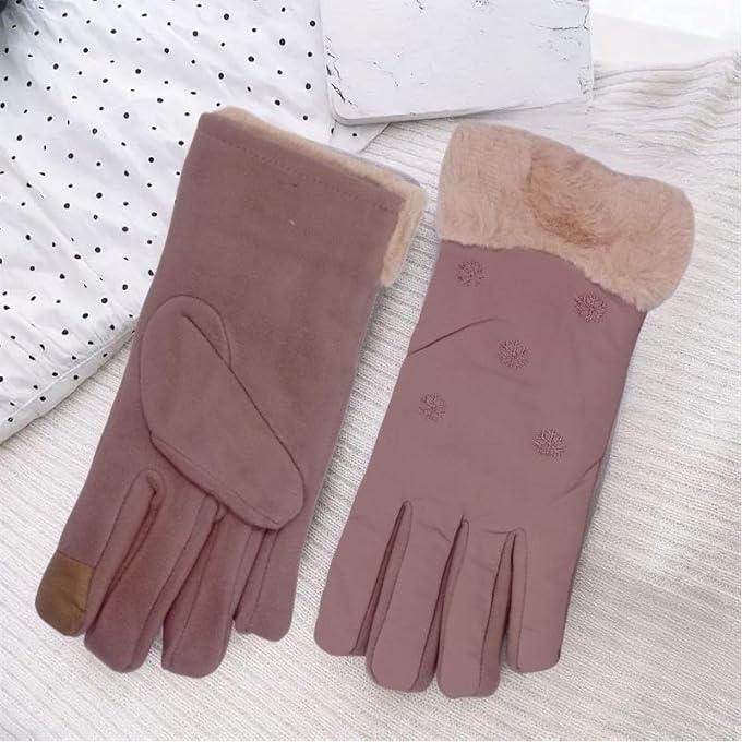 Women's warm winter gloves with a fur lining - Generic