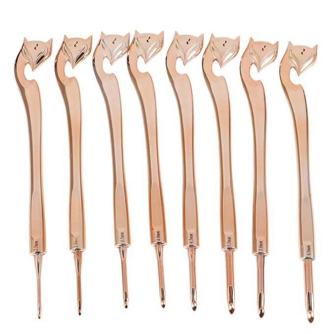 Crochet Hook, 8pcs/Set Gold Fox Pattern Crochet Hook Weave DIY