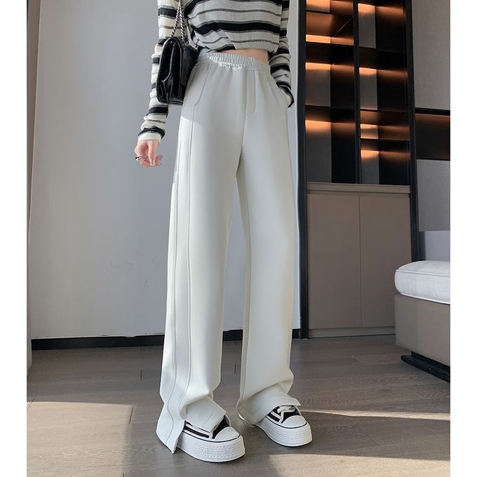 2023 Women High Waist Hollow Out White Flare Pants Ribbed Sexy Back  Triangle Knitted Wide Leg Pants Clothing New Trousers Spring - AliExpress