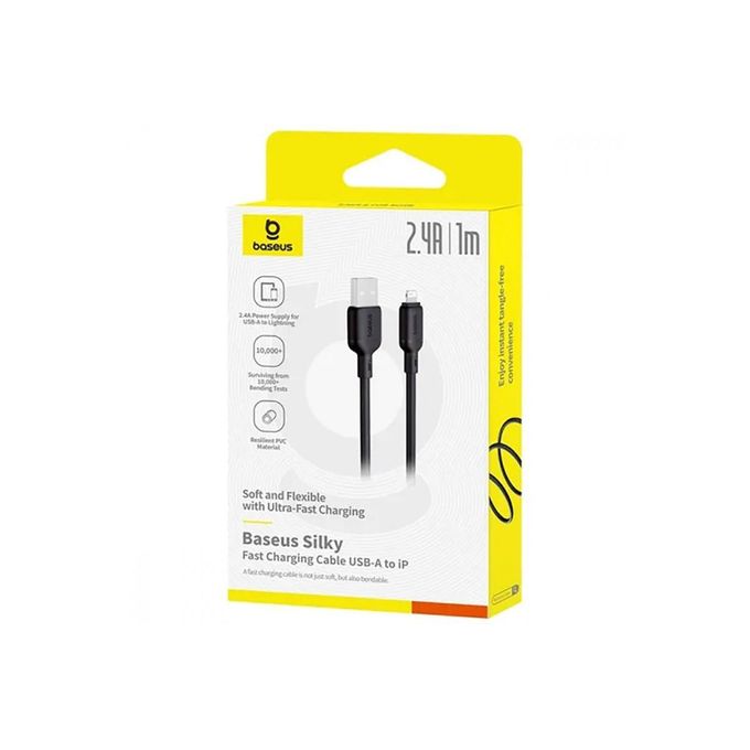product_image_name-Baseus-Silky Series Fast Charging Cable USB to iP 2.4A 1m Cluster Black-3