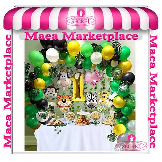 Generic 161 Pcs Jungle Safari Theme Party Decorations, 115 Latex Balloons,  24 Green Palm Leaves, 6 Big Animal Foil Balloons, 1st Birthday Party  Supplies Favors Baby Shower Decorations For Boys Kids @