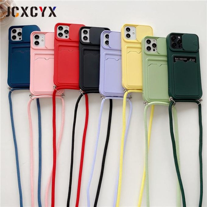 Cheap Crossbody Lanyard Leather Wallets Case For Iphone 15 14 13 12 11 Pro  Max With Strap Cord Zipper Side Card Pocket Back Cover