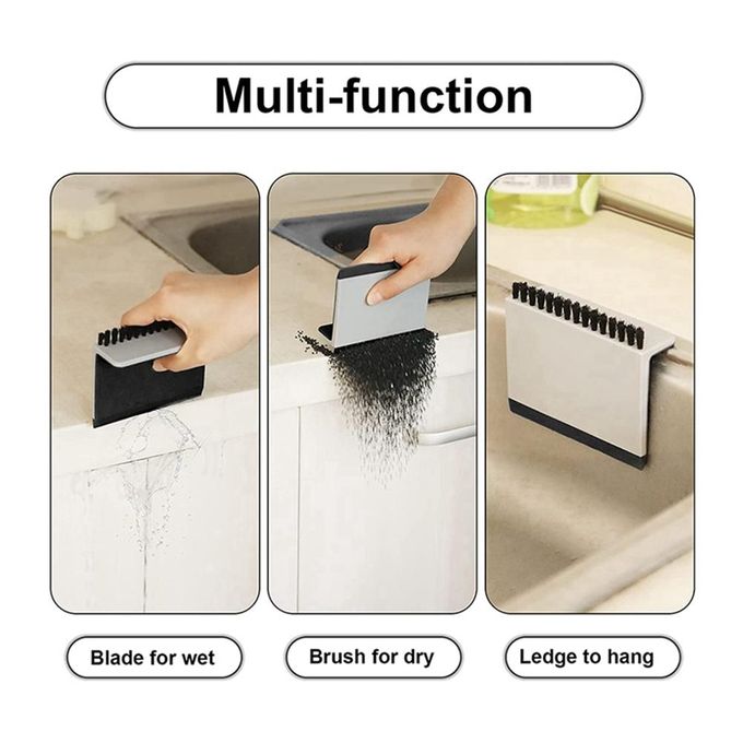 KOHLER Kitchen Sink Squeegee and Countertop Brush, Multi-Purpose, Cleans  Wet and Dry Spills, Dishwasher Safe, White