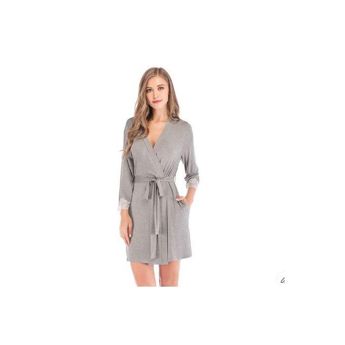 Short Gray Cotton Robe - Generic - Jumia Egypt
