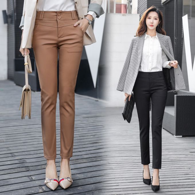 Fashion (5484 Blue)High Waist Office Lady Pants Korean Fashion Ladies  Full-length Straight Pants Women Formal Work Wear Solid Trousers WEF @ Best  Price Online