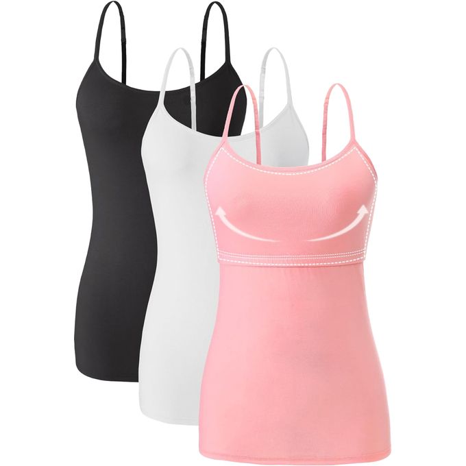 Mesery Bundle Of 3 Shelf Bra Camisoles Adjustable Spaghetti Strap Tank Tops Scoop Neck Layer Cami Best Price Online Jumia Egypt