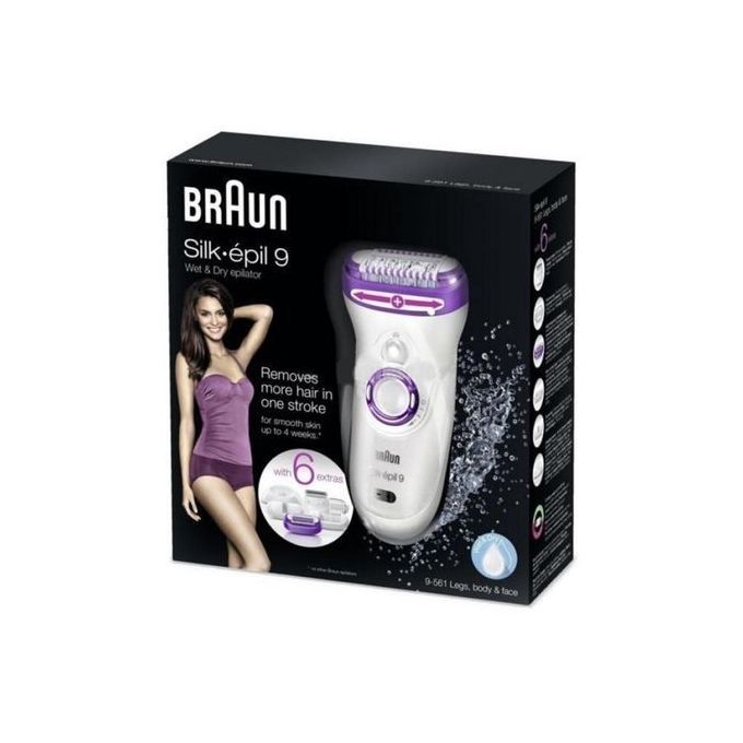 Shop Braun Silk Epil 9 9 561 Wet Dry Cordless Epilator With 6 Extras Attachments Jumia Egypt