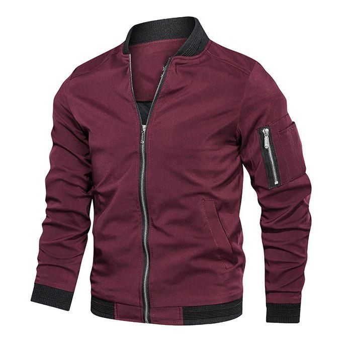 Generic Men s Jacket Lightweight Bomber Jacket Zip Pockets Coat Outwear Red Best Price Online Jumia Egypt