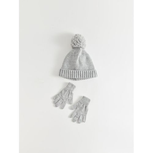 Basic Baby Boy Knitwear Beret and Gloves Set of 2