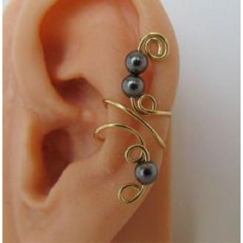 Handmade Copper Earring With Hematite - Copper Color