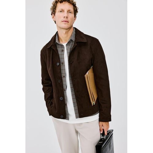 Regular Fit Suede Buttoned Jacket
