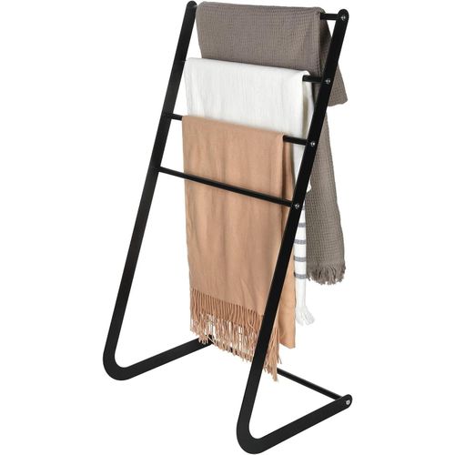 4 Tier Freestanding Scarf Rack Matte Black Metal Standing Silk Scarf and Neck Ttie Display Stand Accessory Organizer
