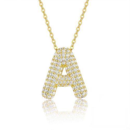 سلسلة حرف إنجليزي مرصعة بفصوص لامعة، مطلية باللون الذهبي، تصميم أنيق للاستخدام اليومي والمناسبات، قلادة نسائية عصرية، حروف متعددة، قطعة واحدة