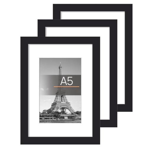 photo Frame 15X21 Wall &Tabletop - 6X8 Inch (Black-M) 3PSC