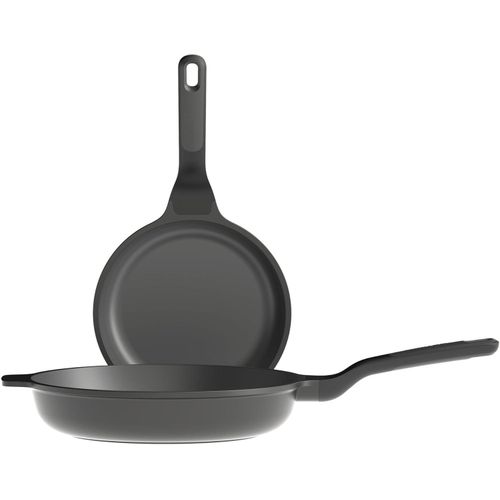 Leo Stone+ 2Pc Nonstick Ceramic Frying Pan Set Recycled Aluminum CeraGreen Non-toxic PFAS Free Cookware Stay-cool Handle Induction Ready
