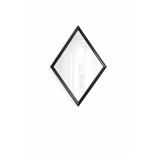 Diamond Shaped Mirror, 43 cm Width x 64 cm Height, Black