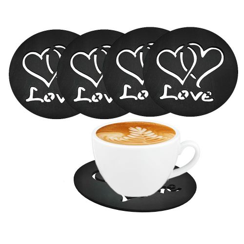 Coaster base Wood cups diameter 95 cm laser engraved shapes-4pcs-code 7047 - from Rana store