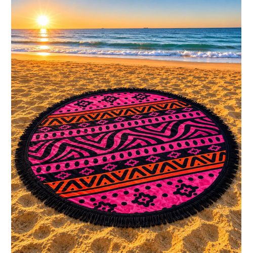 2-in-1 Beach Mat & Beach Towel – 100% Cotton - Boho Design