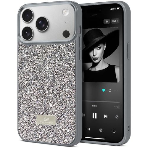 Glitter Rhinestone Protective Case for iPhone 17 Pro Max with Shockproof Design - Silver