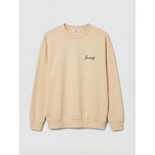Crew Neck Embroidered Men's Sweatshirt With Text