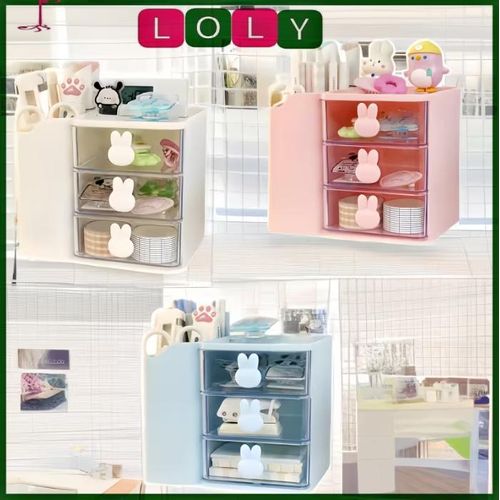 صندوق تخزين على شكل أرنب لطيف بثلاثة أدراج