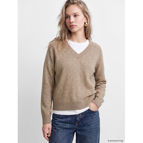 V Neck Wool Blended Women's Knitwear Sweater