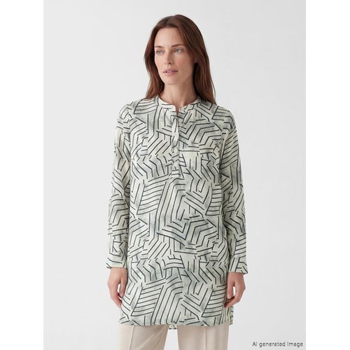 Grandad Collar Patterned Women's Tunic
