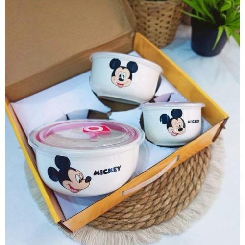 Set of 3 patterned porcelain refrigerator containers