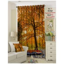 Na-S-0022 Natural Digital Print Single Curtain - Multicolor