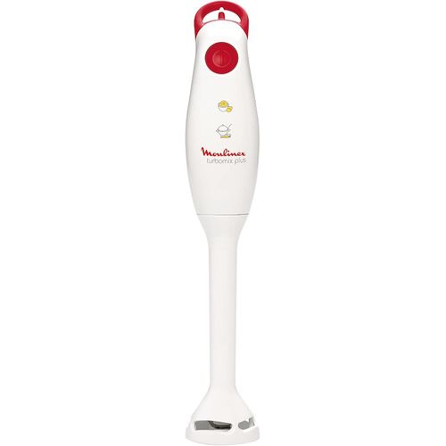 DD1001EG Turbomix Plus, Hand Blender, 350 Watts, 800 Milliliters Plastic Beaker, 2 Blades, Hang-Up Ring, White and Red