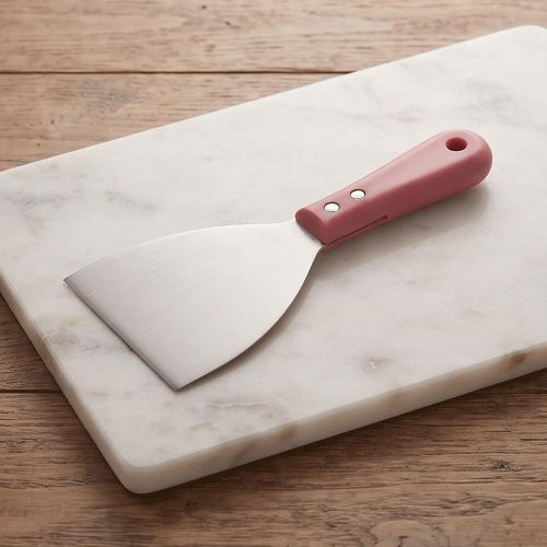 Stainless steel kitchen spatula and scraper with a wide handle - for grilling, pastries, and desserts