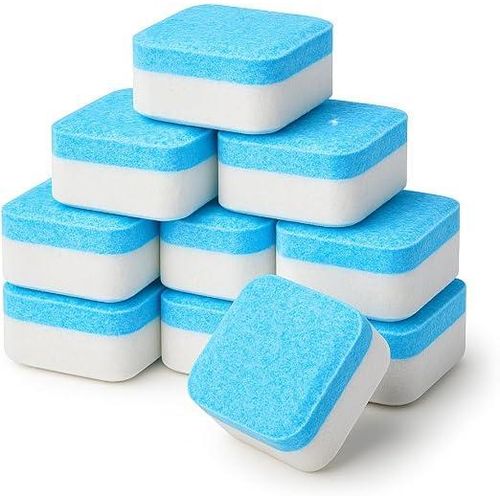 12 Effervescent Washing Machine Cleaning Pads - Deep Antibacterial Cleaning, Removes Bad Smell and Residue - Easy to Use - Compatible with Front and Top Cover (Kit of 12)