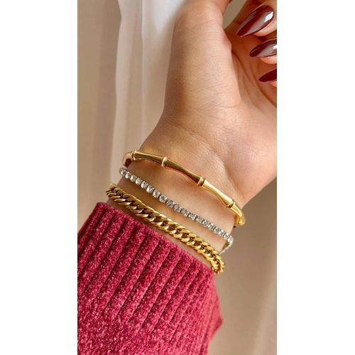 Pure Stainless Steel 3-Piece Stacking Bracelet Set (Tarnish-Free & Waterproof Multi-Layer Wristband Ensemble)