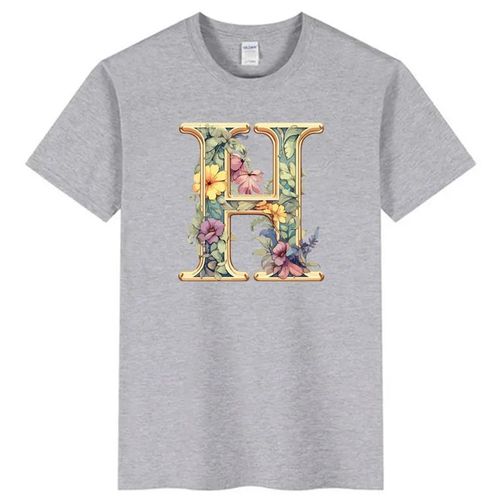 Light grey Cotton T-shirt Letter H