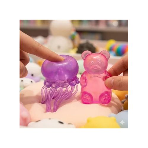 Needoh Squishy Jelly Teddy Bear and Jellyfish – Stress Relief Squishy Toys for Kids and Adults – Squishy Jellyfish & Teddy Bear – Soft Gel Squishy for Relaxation – Kids Squishy Teddy Bear & Jellyfish-Needoh Edition