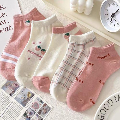 طقم جورب بتصميم فراولة مكون من 5 قطع