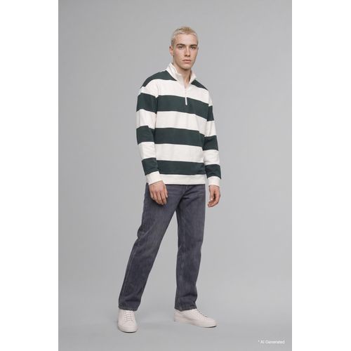 Boxy Fit Striped Long Sleeve Sweatshirt