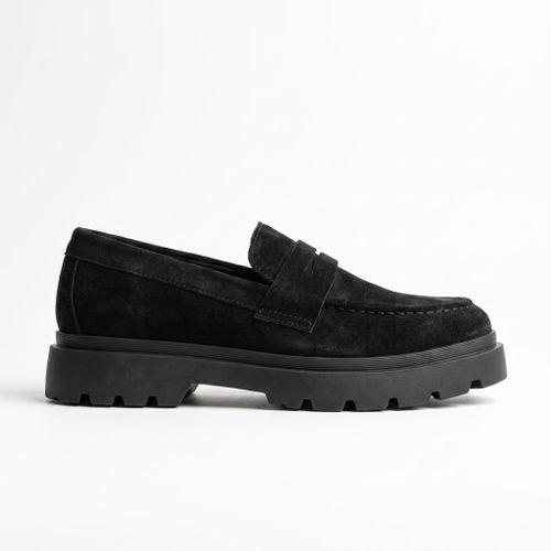 ELITE - Genuine Leather SUEDE CHUNKY LOAFER - Black