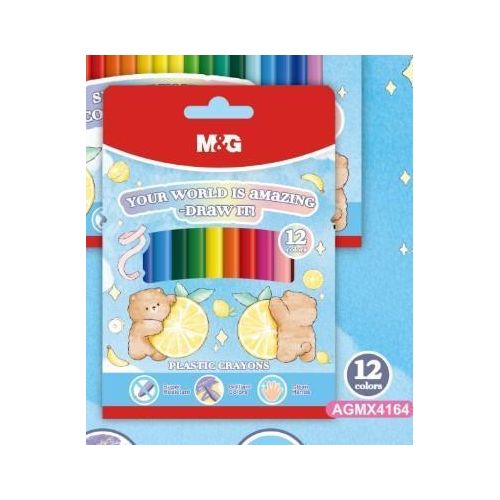 Chenguang Plastic Crayons 12 Colors – Non-Toxic, Smooth Drawing Set for Kids & Artists - No:AGMX4164