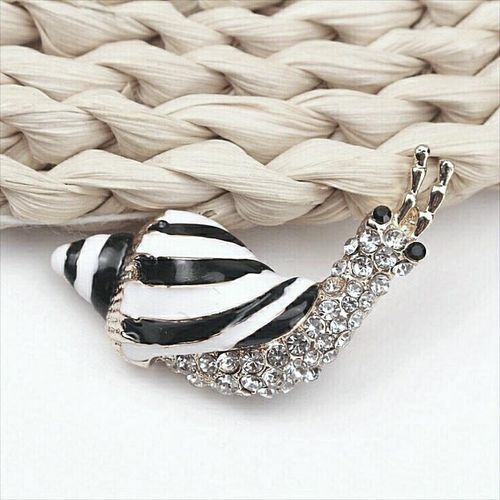 Snail Rhinestones Studded silver Brooch And Clothes Pin.