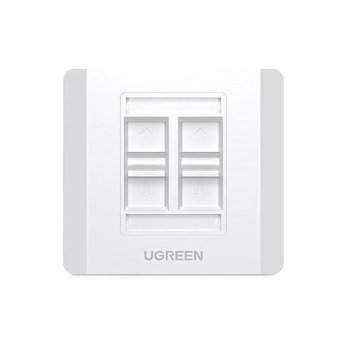 Ugreen Quadruple-Port Wall Plate, 86 mm x 86 mm Size, White