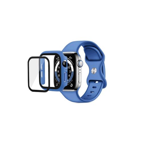 Band with Case Compatible with Apple Watch Series 10 46mmAdjustable Silicone Sport Wristband Replacement Strap With Cover Built-in Glass Screen Protector for Apple Watch Series Series 10 46mm