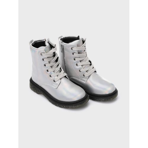 Hologram Detailed Lace And Zipper Detailed Girls' Boots